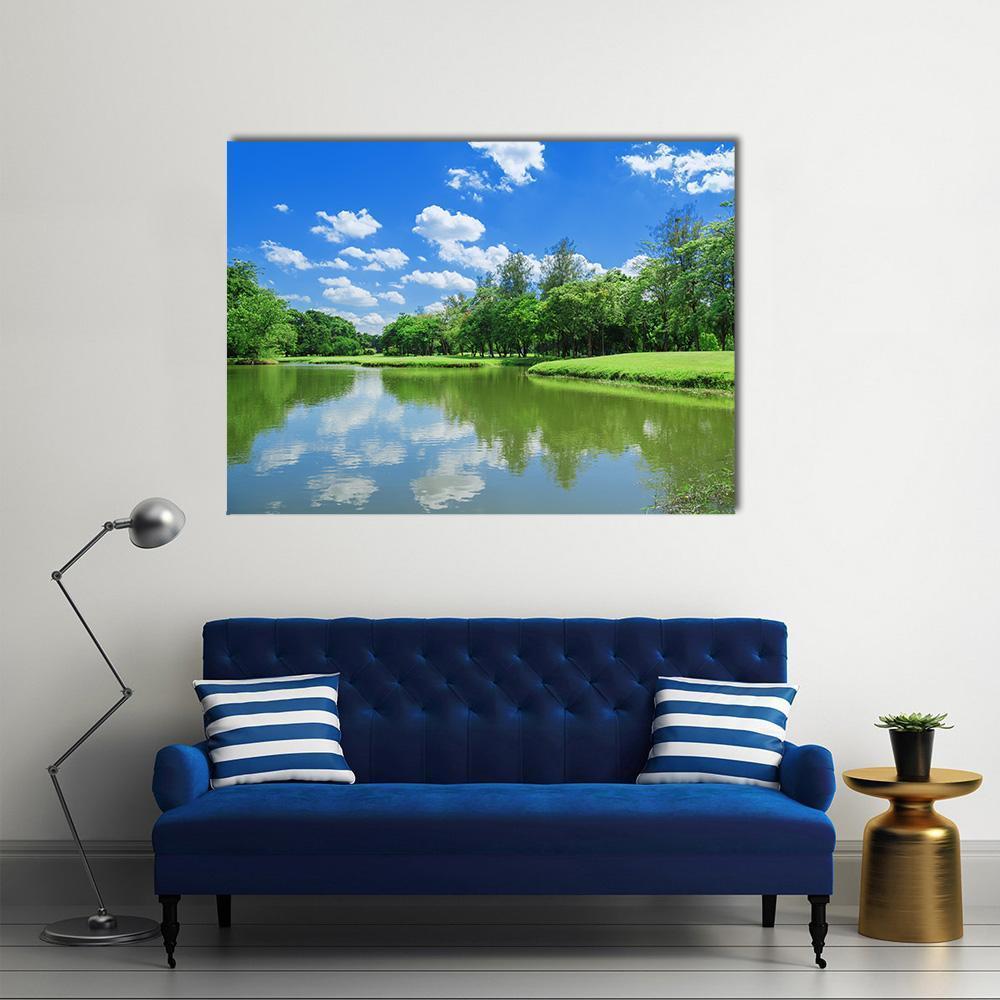 Lake Park Garden Canvas Wall Art-1 Piece-Gallery Wrap-48" x 32"-Tiaracle