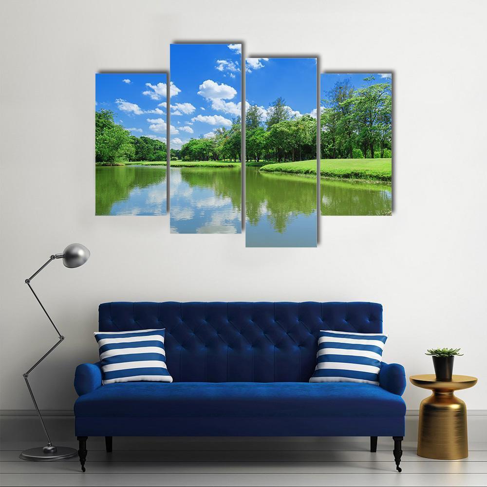 Lake Park Garden Canvas Wall Art-4 Pop-Gallery Wrap-50" x 32"-Tiaracle