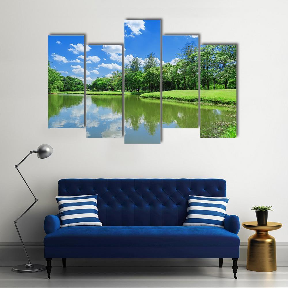 Lake Park Garden Canvas Wall Art-5 Pop-Gallery Wrap-47" x 32"-Tiaracle