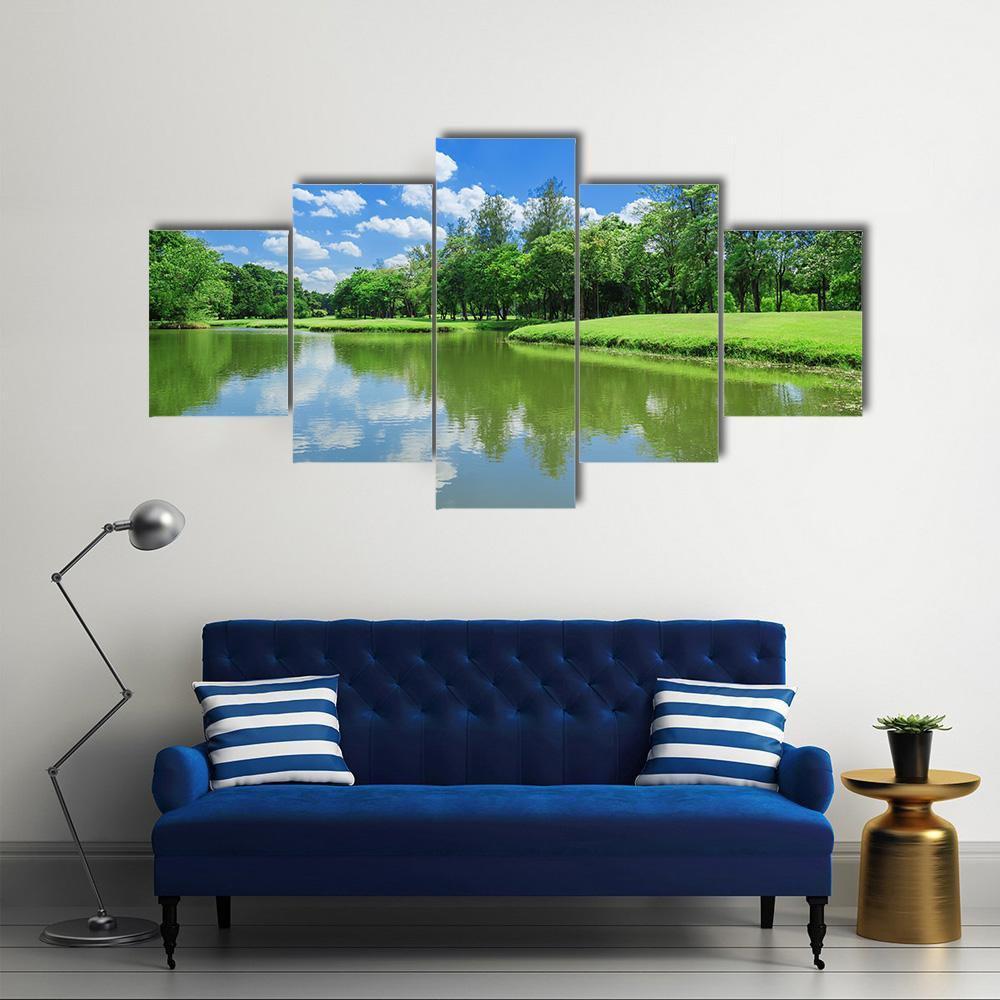 Lake Park Garden Canvas Wall Art-5 Star-Gallery Wrap-62" x 32"-Tiaracle