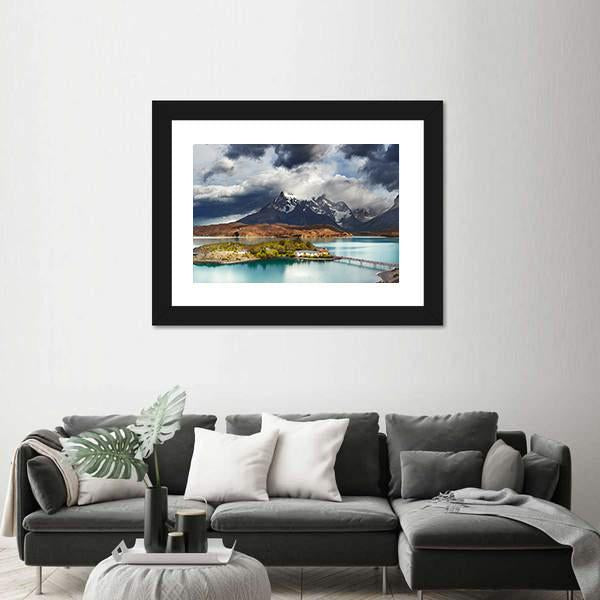 Lake Pehoe Canvas Wall Art-1 Piece-Framed Print-30" x 20"-Tiaracle