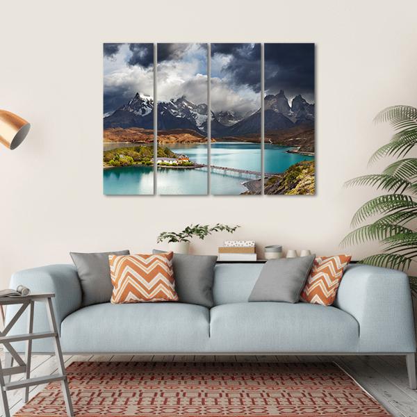 Lake Pehoe Canvas Wall Art-4 Horizontal-Gallery Wrap-34" x 24"-Tiaracle