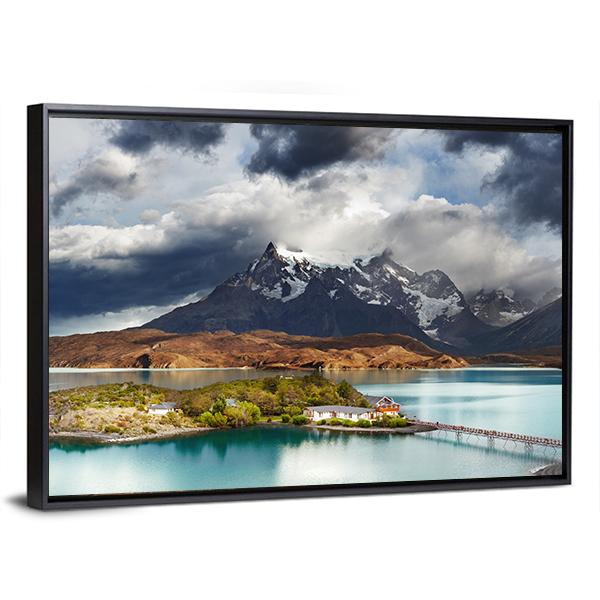 Lake Pehoe Canvas Wall Art-5 Horizontal-Gallery Wrap-22" x 12"-Tiaracle