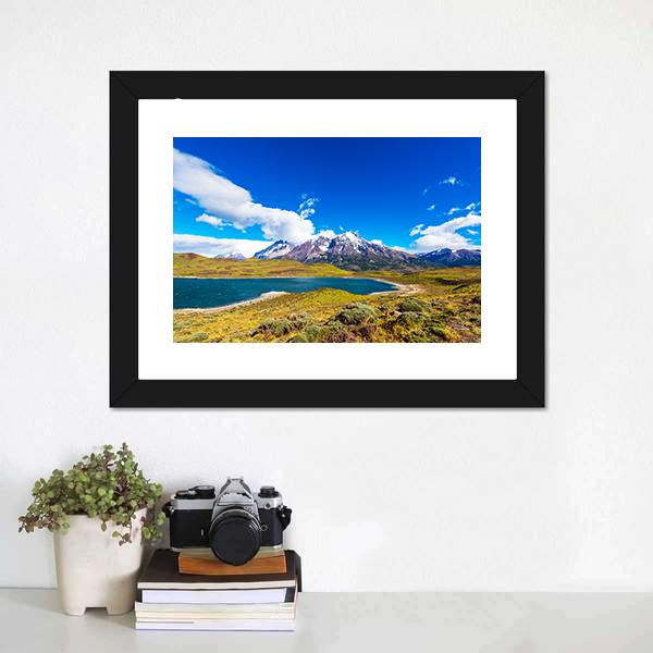 Lake Pehoe Chile Panoramic Canvas Wall Art-1 Piece-36" x 12"-Tiaracle