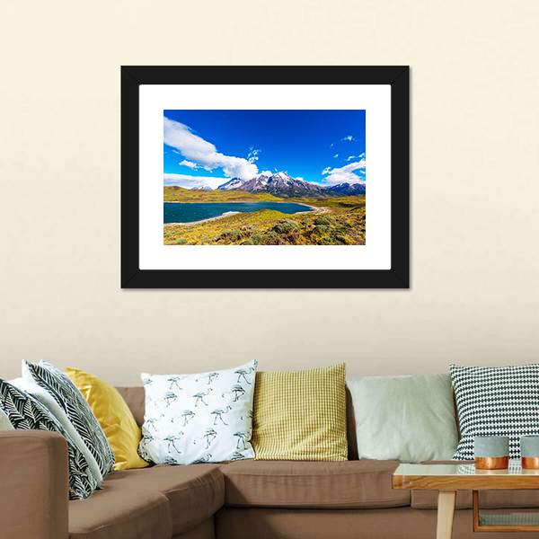 Lake Pehoe Chile Panoramic Canvas Wall Art-1 Piece-36" x 12"-Tiaracle