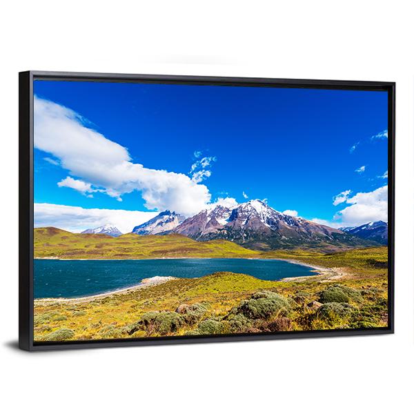 Lake Pehoe Chile Panoramic Canvas Wall Art-1 Piece-36" x 12"-Tiaracle