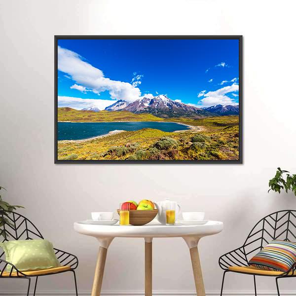 Lake Pehoe Chile Panoramic Canvas Wall Art-1 Piece-36" x 12"-Tiaracle