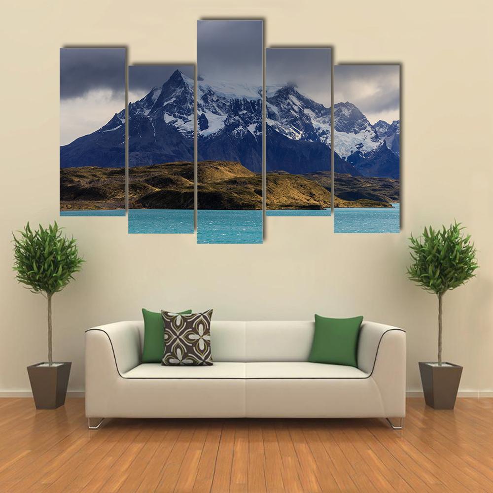 Lake Pehoe In Southern Chile Canvas Wall Art-5 Pop-Gallery Wrap-47" x 32"-Tiaracle