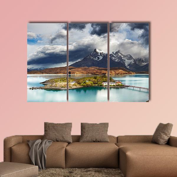 Lake Pehoe Canvas Wall Art-3 Horizontal-Gallery Wrap-37" x 24"-Tiaracle