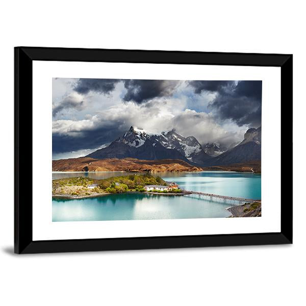 Lake Pehoe Panoramic Canvas Wall Art-1 Piece-36" x 12"-Tiaracle
