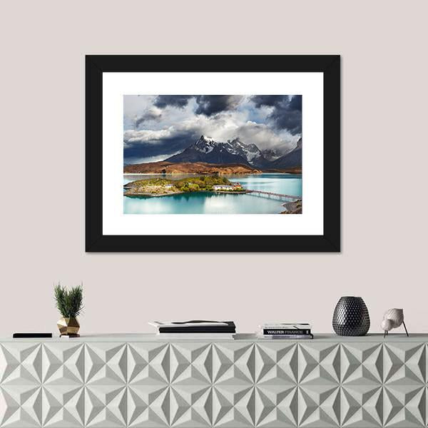 Lake Pehoe Panoramic Canvas Wall Art-1 Piece-36" x 12"-Tiaracle
