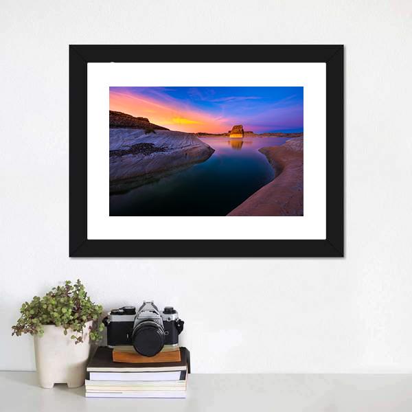 Lake Powell At Sunset Canvas Wall Art-1 Piece-Framed Print-20" x 16"-Tiaracle