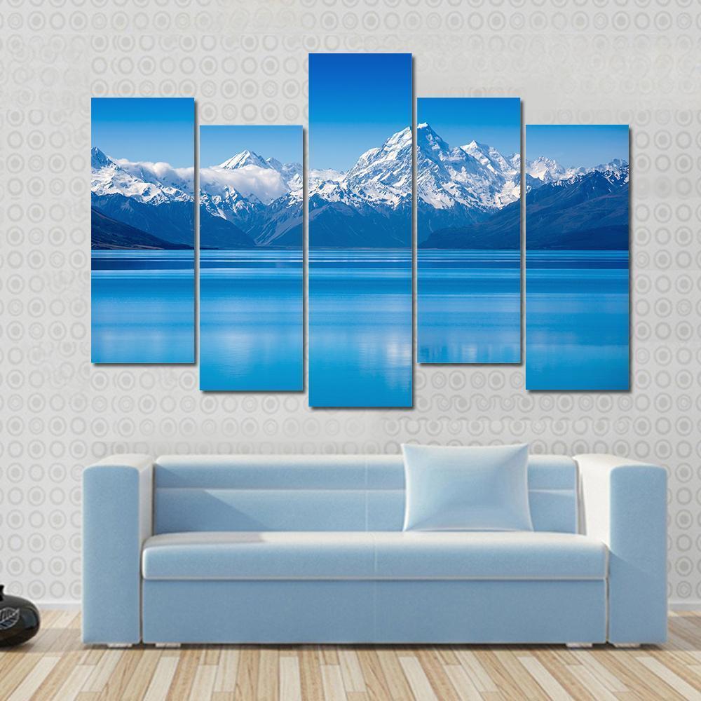 Lake Pukaki Canvas Wall Art-5 Pop-Gallery Wrap-47" x 32"-Tiaracle