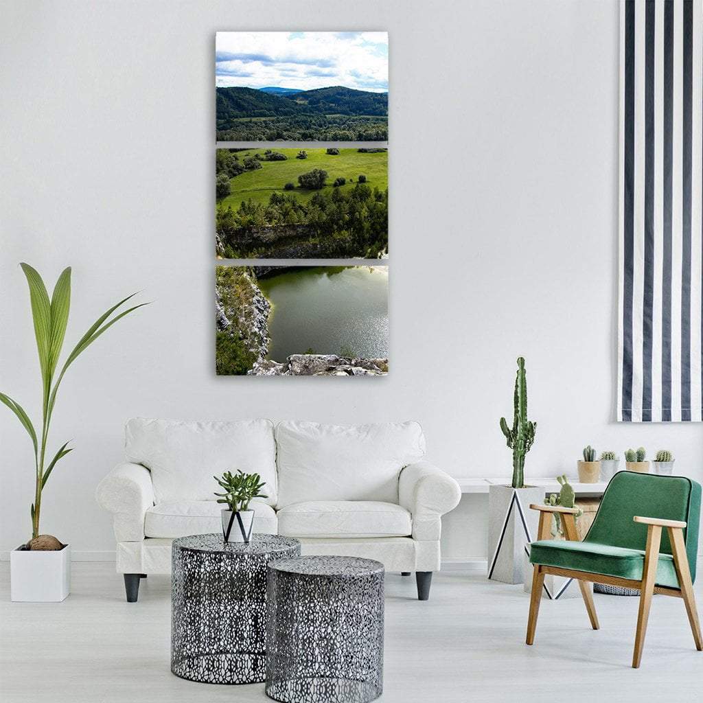 Lake Quarry Landscape Vertical Canvas Wall Art-3 Vertical-Gallery Wrap-12" x 25"-Tiaracle