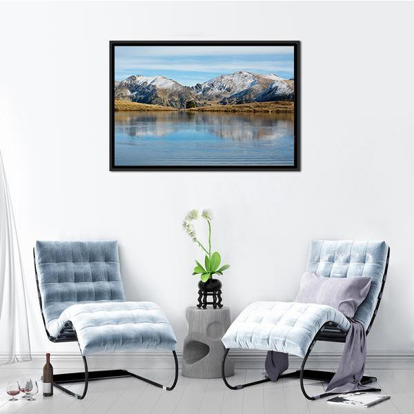 Lake Querol In Winter Canvas Wall Art-1 Piece-Floating Frame-24" x 16"-Tiaracle