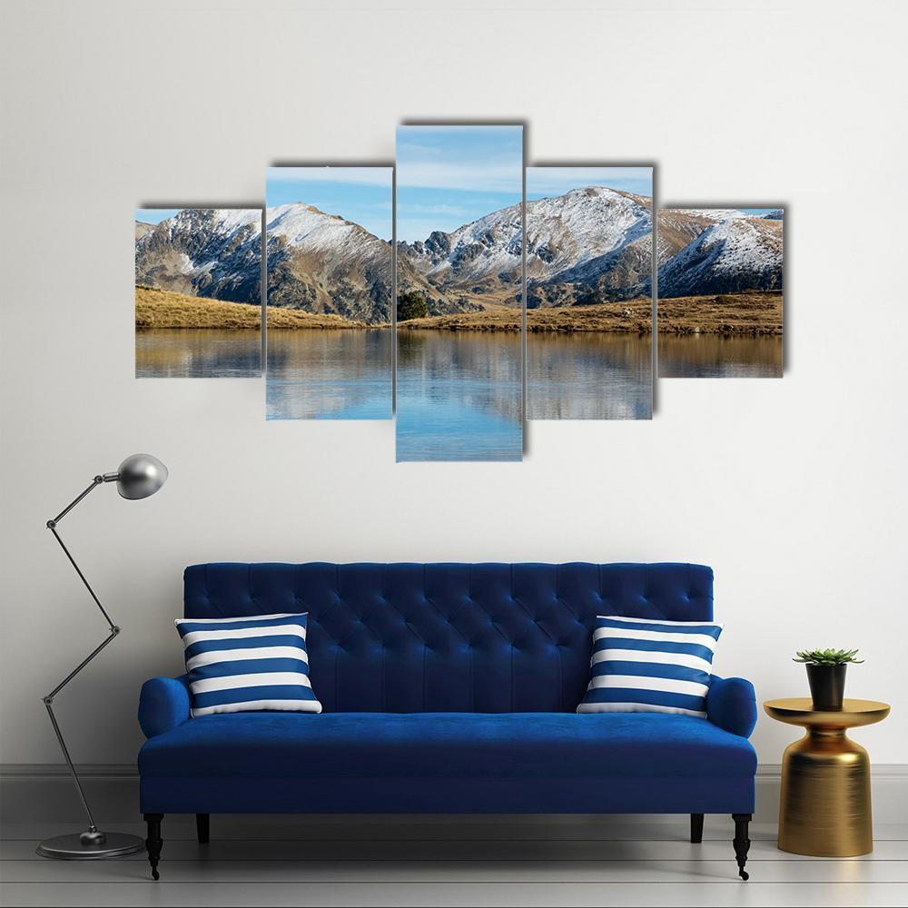 Lake Querol In Winter Canvas Wall Art-5 Star-Gallery Wrap-62" x 32"-Tiaracle
