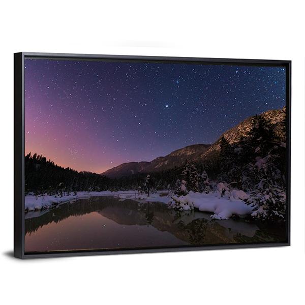 Lake Riedenersee At Night Canvas Wall Art-3 Horizontal-Gallery Wrap-25" x 16"-Tiaracle