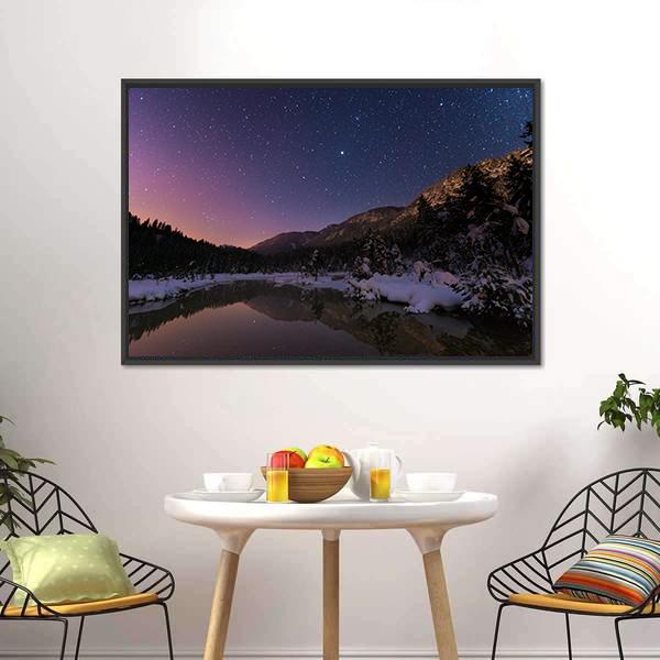 Lake Riedenersee At Night Canvas Wall Art-3 Horizontal-Gallery Wrap-25" x 16"-Tiaracle