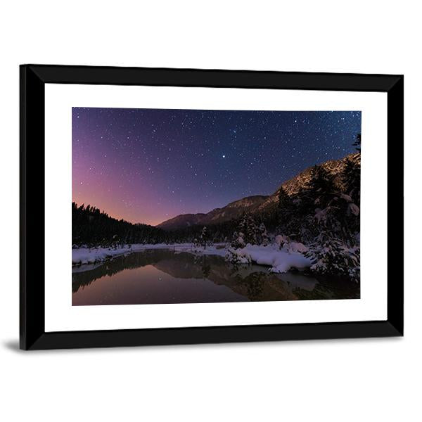 Lake Riedenersee At Night Canvas Wall Art-3 Horizontal-Gallery Wrap-25" x 16"-Tiaracle
