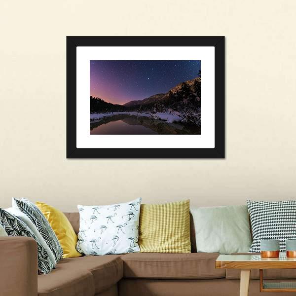 Lake Riedenersee At Night Canvas Wall Art-3 Horizontal-Gallery Wrap-25" x 16"-Tiaracle