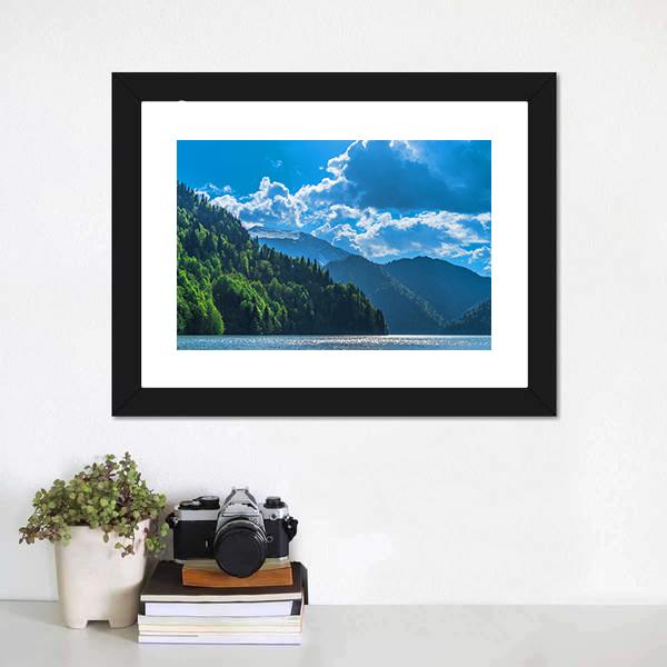 Lake Ritsa Canvas Wall Art-1 Piece-Framed Print-20" x 16"-Tiaracle
