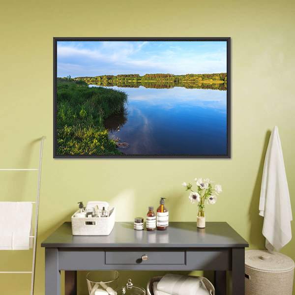 Lake Roth In Bavaria Canvas Wall Art-1 Piece-Floating Frame-24" x 16"-Tiaracle