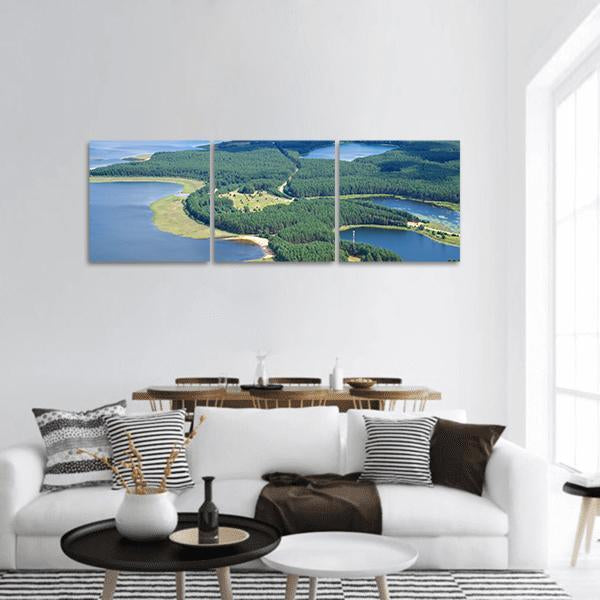 Lake Seliger &amp; Islands Panoramic Canvas Wall Art-3 Piece-25" x 08"-Tiaracle