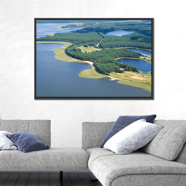 Lake Seliger & Islands Canvas Wall Art-1 Piece-Floating Frame-24" x 16"-Tiaracle