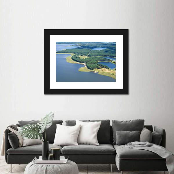 Lake Seliger &amp; Islands Canvas Wall Art-1 Piece-Framed Print-30" x 20"-Tiaracle