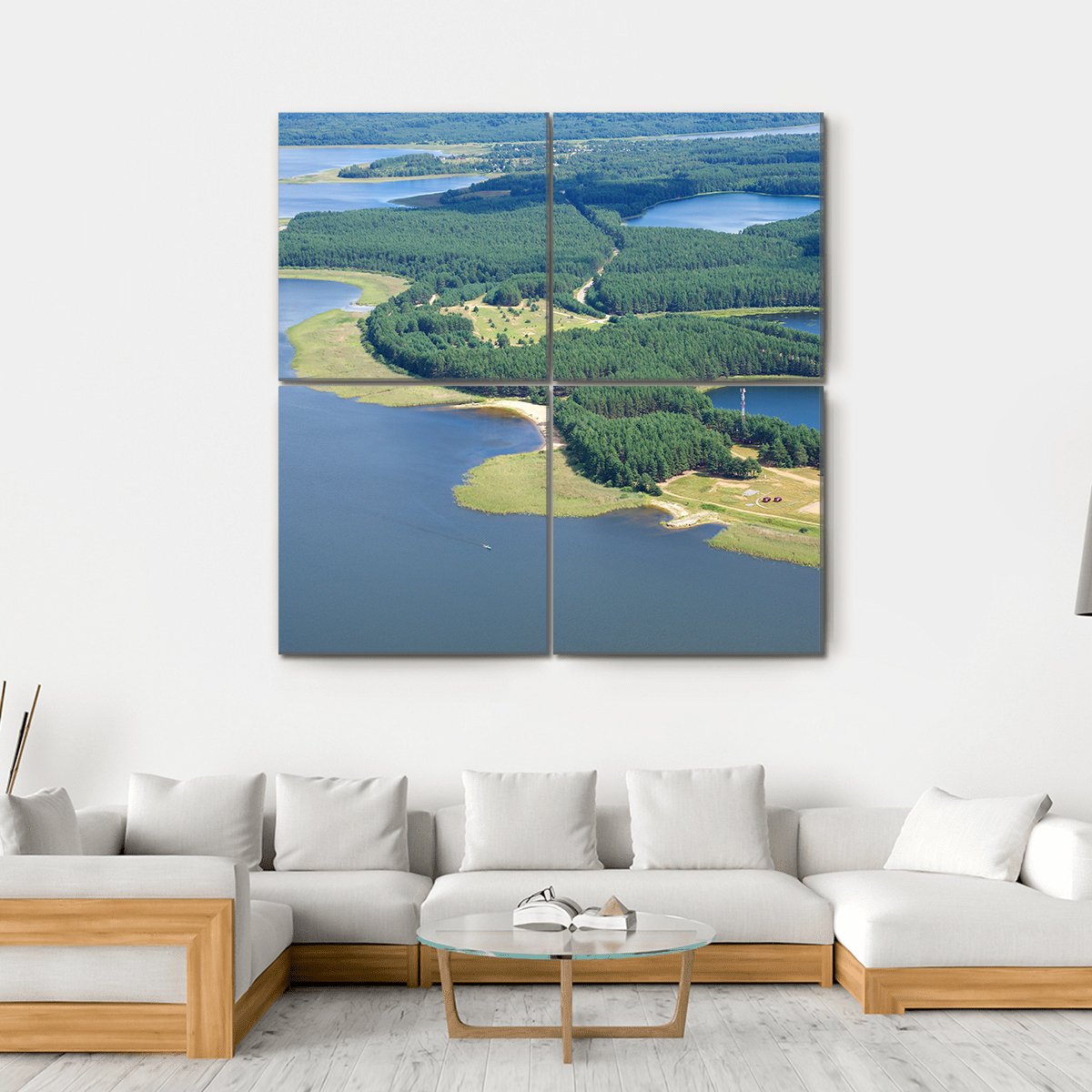Lake Seliger &amp; Islands Canvas Wall Art-4 Square-Gallery Wrap-17" x 17"-Tiaracle