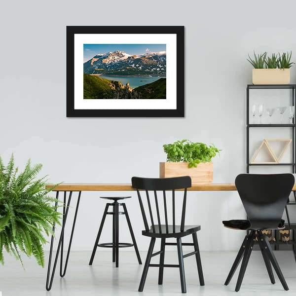 Lake &amp; Snowcapped Mountain Canvas Wall Art-5 Horizontal-Gallery Wrap-22" x 12"-Tiaracle