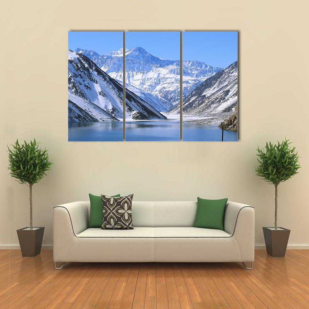 Lake &amp; Snowy Mountain Canvas Wall Art-3 Horizontal-Gallery Wrap-37" x 24"-Tiaracle