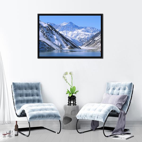 Lake & Snowy Mountain Canvas Wall Art-3 Horizontal-Gallery Wrap-25" x 16"-Tiaracle