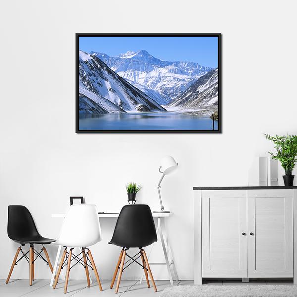 Lake & Snowy Mountain Canvas Wall Art-3 Horizontal-Gallery Wrap-25" x 16"-Tiaracle