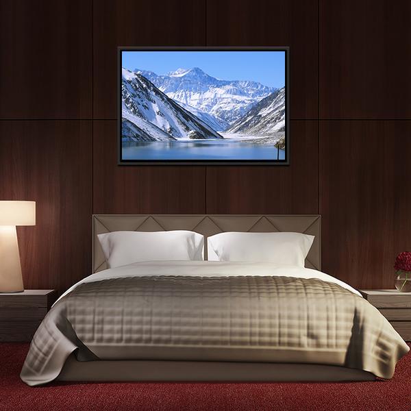 Lake &amp; Snowy Mountain Canvas Wall Art-3 Horizontal-Gallery Wrap-25" x 16"-Tiaracle