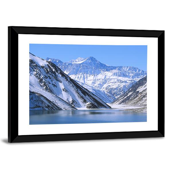Lake & Snowy Mountain Canvas Wall Art-3 Horizontal-Gallery Wrap-25" x 16"-Tiaracle