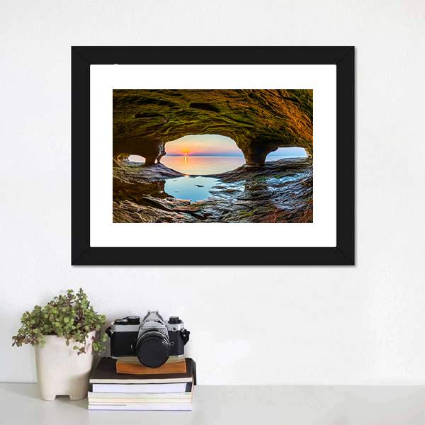 Lake Superior From Sea Cave Canvas Wall Art-1 Piece-Framed Print-30" x 20"-Tiaracle