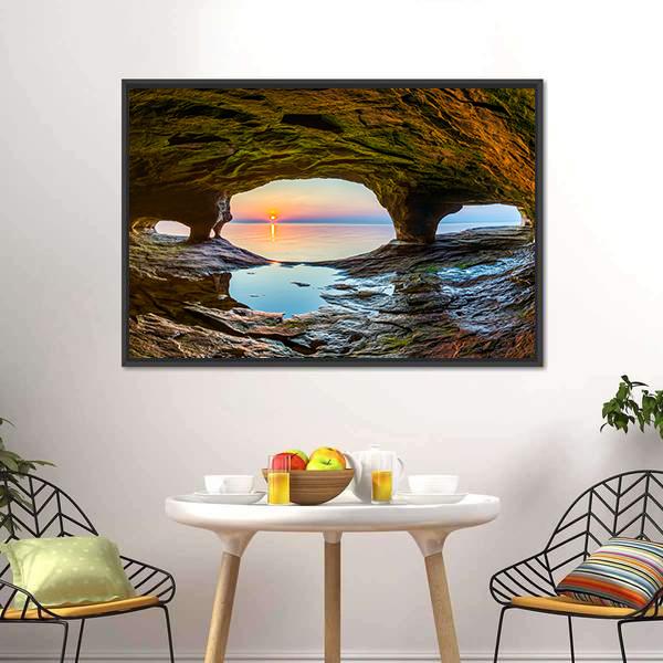Lake Superior From Sea Cave Canvas Wall Art-3 Horizontal-Gallery Wrap-25" x 16"-Tiaracle
