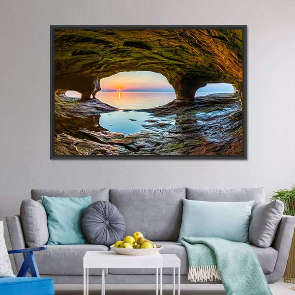 Lake Superior From Sea Cave Canvas Wall Art-3 Horizontal-Gallery Wrap-25" x 16"-Tiaracle