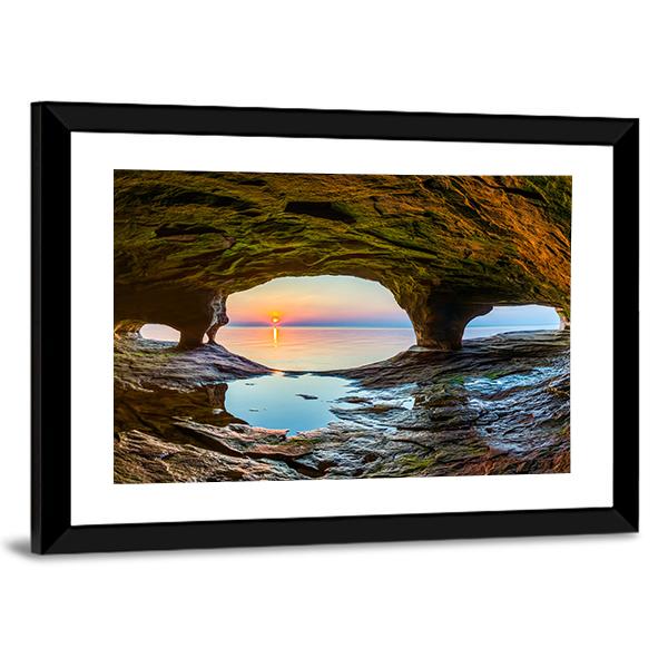 Lake Superior From Sea Cave Canvas Wall Art-3 Horizontal-Gallery Wrap-25" x 16"-Tiaracle