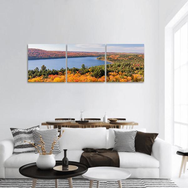 Algonquin Provincial Park Canada Panoramic Canvas Wall Art-3 Piece-25" x 08"-Tiaracle