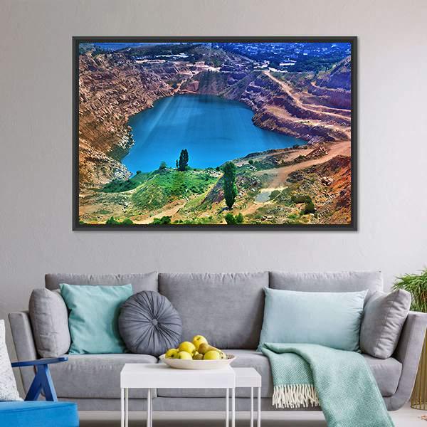 Lake Surrounded By Mountain Canvas Wall Art-3 Horizontal-Gallery Wrap-25" x 16"-Tiaracle