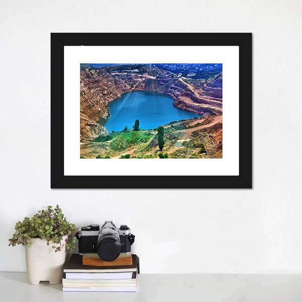 Lake Surrounded By Mountain Canvas Wall Art-1 Piece-Framed Print-20" x 16"-Tiaracle