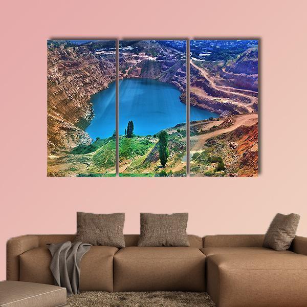 Lake Surrounded By Mountain Canvas Wall Art-3 Horizontal-Gallery Wrap-37" x 24"-Tiaracle