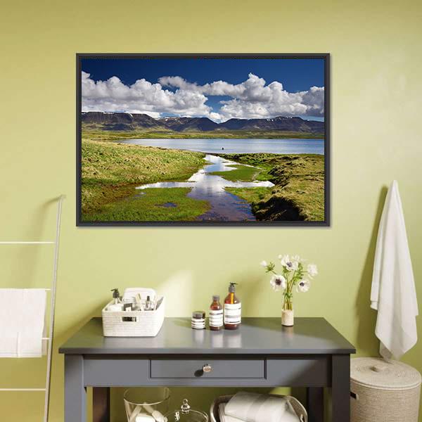 Lake Svinavatn Iceland Canvas Wall Art-1 Piece-Floating Frame-24" x 16"-Tiaracle