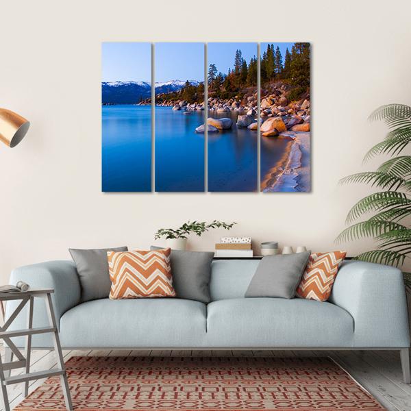 Tahoe Lake After Sunset Canvas Wall Art-4 Horizontal-Gallery Wrap-34" x 24"-Tiaracle