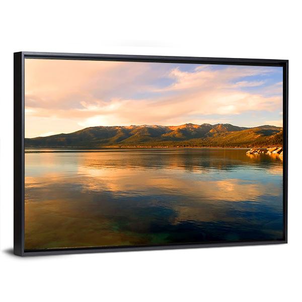 Lake Tahoe At Evening Canvas Wall Art-3 Horizontal-Gallery Wrap-25" x 16"-Tiaracle
