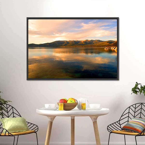Lake Tahoe At Evening Canvas Wall Art-3 Horizontal-Gallery Wrap-25" x 16"-Tiaracle