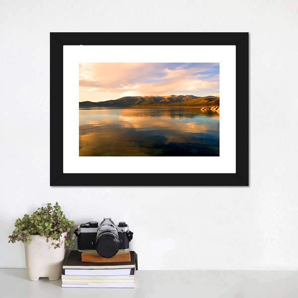 Lake Tahoe At Evening Canvas Wall Art-1 Piece-Framed Print-20" x 16"-Tiaracle