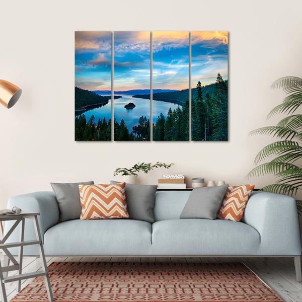 Lake Tahoe In California Canvas Wall Art-4 Horizontal-Gallery Wrap-34" x 24"-Tiaracle